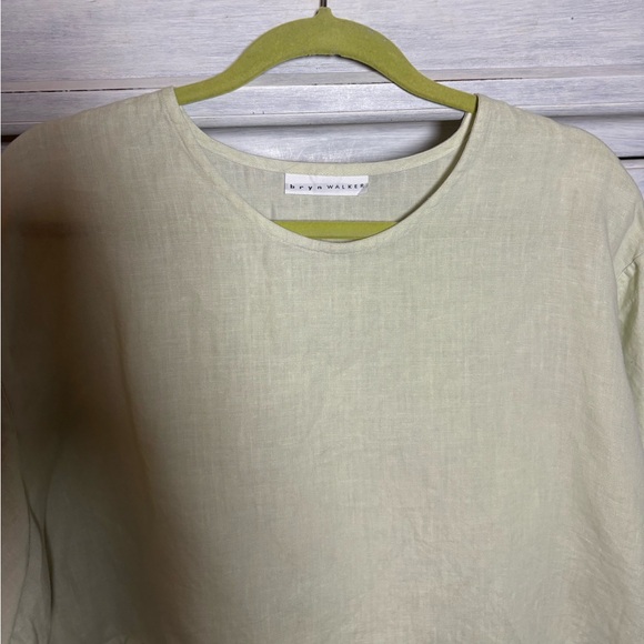 Bryn‎ Walker Green Pintuck Shirt Cross-dyed Linen Boxy Lagenlook Minimalist Boho - Picture 5 of 9